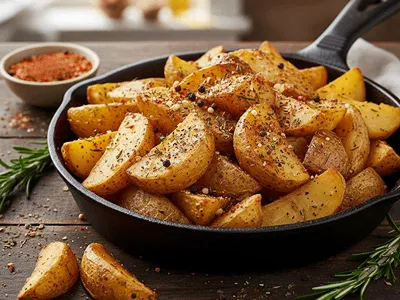 Pečené brambory s grilovacím kořením.