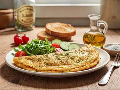 Vaječná omeleta s estragonem.