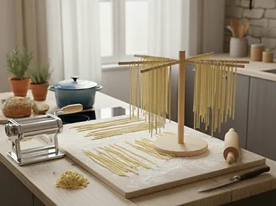 Příprava domácích nudlí do polévky.