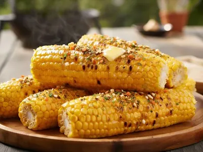 Grilovaná kukuřice s bylinkovým máslem.