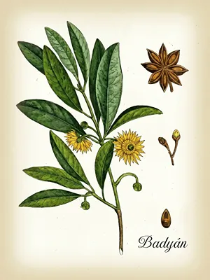 Botanický obrázek badyánu.