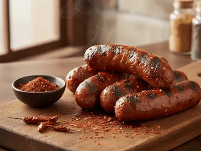 Domácí klobásy s chilli floky.