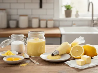 Lemon Curd a čerstvé suroviny na jeho přípravu.