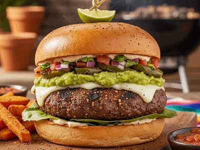 Hamburger s kořením Desperado.