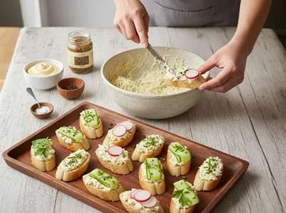 Míchání nastrouhaných surovin na celerovou pomazánku.