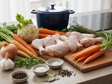 Ingredience na kuřecí vývar.