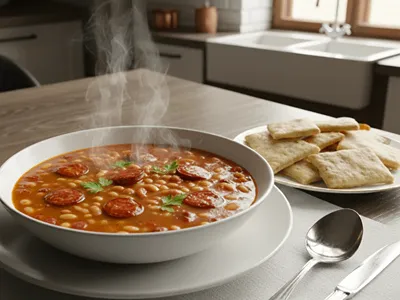 Fazolová polévka s pagáčema.