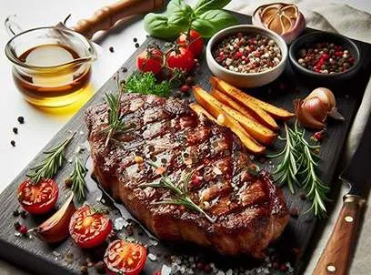steak s barevným pepřem