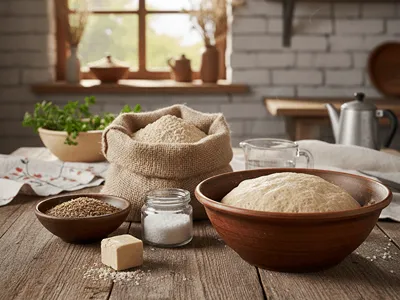 Suroviny na dalamánky s chlebovým kořením.