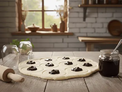 Vykrajování tvaru koblih skleničkou.