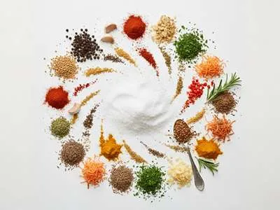 Koření a bylinky ve farmářském koření.