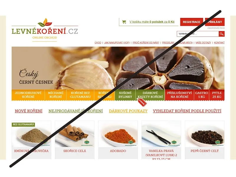 Starý e-shop.