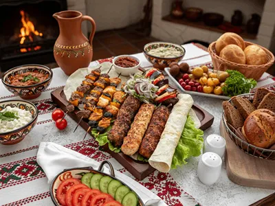 Bulharské kebabče s čubricí červenou.