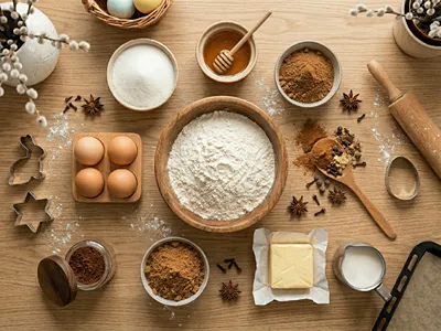 Ingredience na velikonoční perníčky.