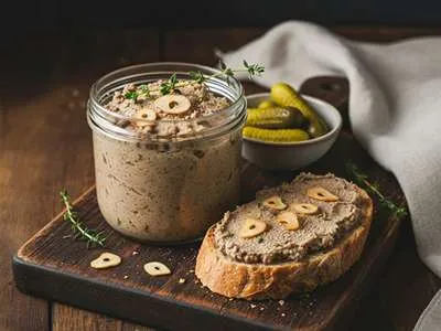 Paštika s plátkovým česnekem.