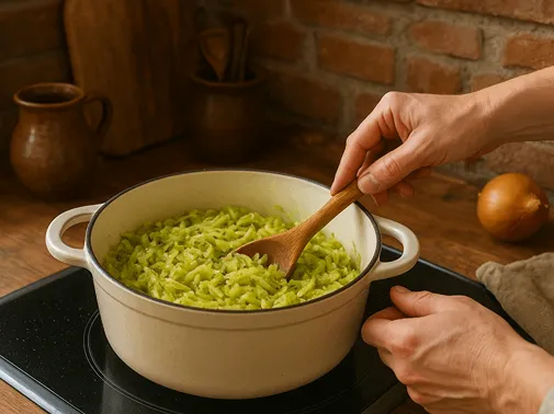 míchání cuketového zelí