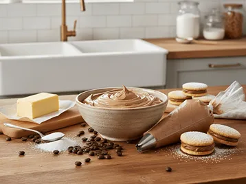 Jemný kávový krém s bohatou aromatickou chutí, vhodný do cukroví.