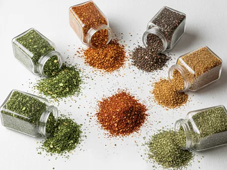 různé druhy koření na grilování