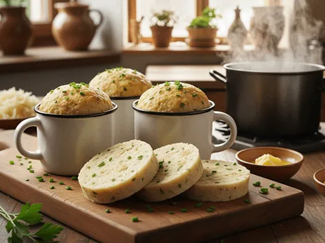 Karlovarský knedlík vařený v hrníčkách – tradiční způsob přípravy nadýchaného českého knedlíku.