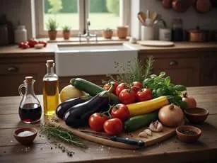 Suroviny na Ratatouille.