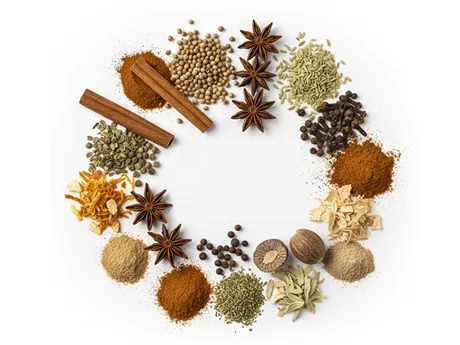 Koření na perníčky: kombinace skořice, hřebíčku, zázvoru a badyánu pro vánoční pečení.