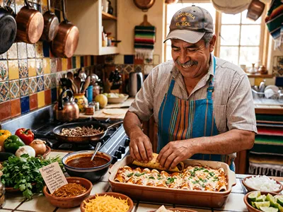 Příprava domácích enchiladas.