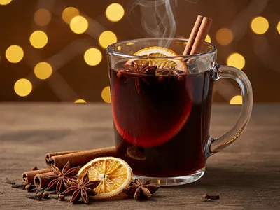 Svařák se skořicí a dalším kořením na svařák.