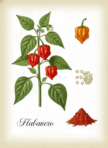 Botanický obrázek habanero.