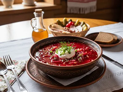 Boršč s červenou řepou.