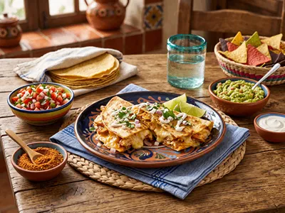 Sýrová Quesadilla s kořením enchilada.