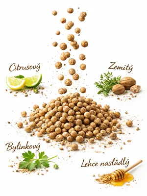 Chuť a vůně koriandru celého.